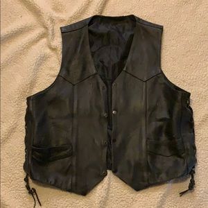 leather biking vest